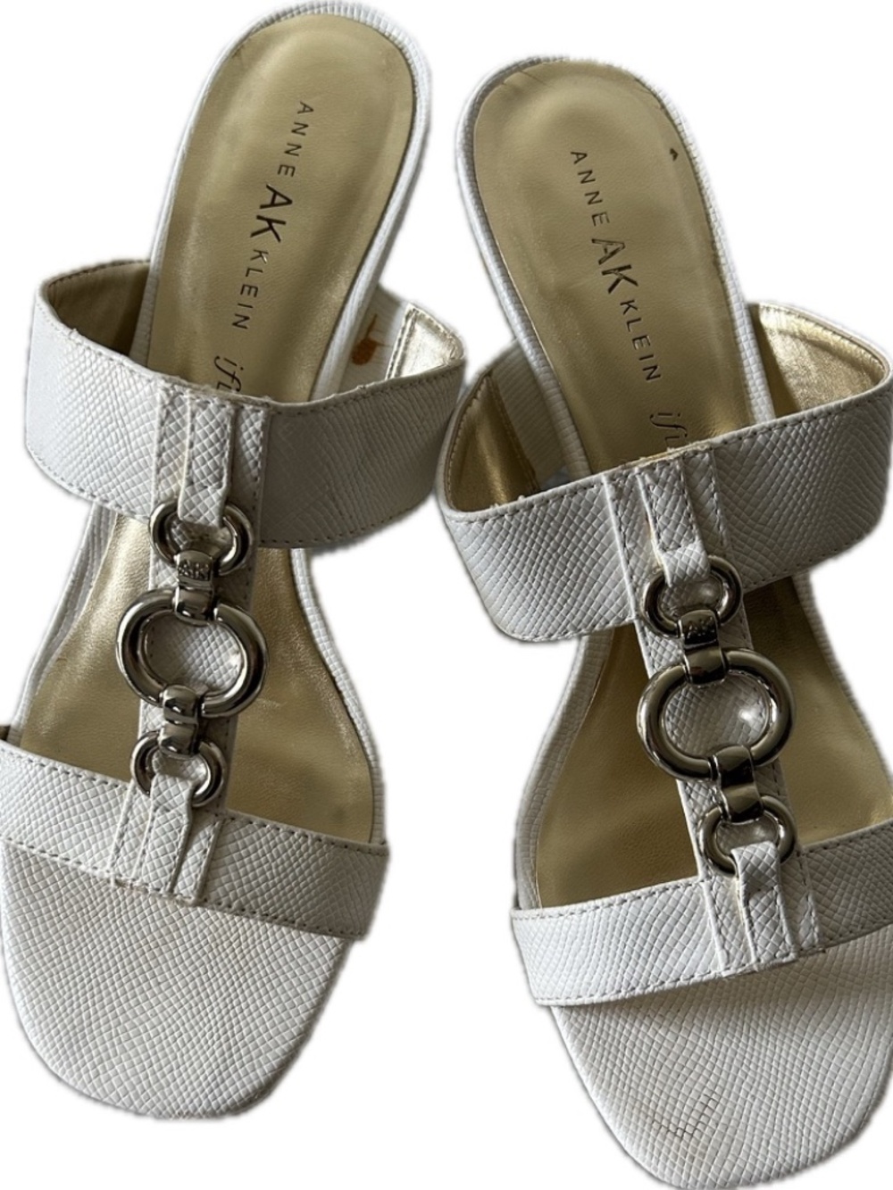 White slide heel sandals